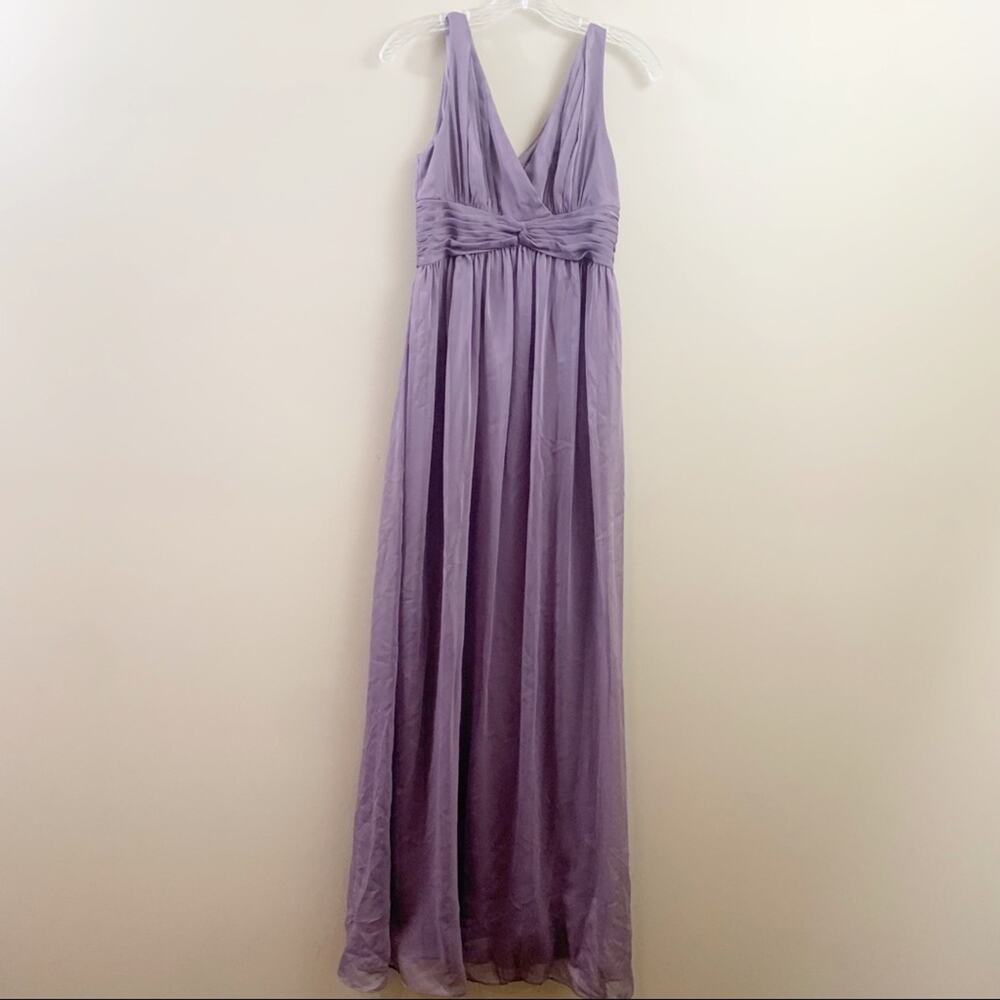 Adrianna Papell Chiffon Sleeveless Pleated Violet Maxi Dress